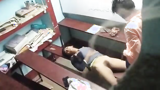 Leaked MMS - Teacher drills his student girl's dripping wet pussy hard on the classroom table, punishing her misbehavior