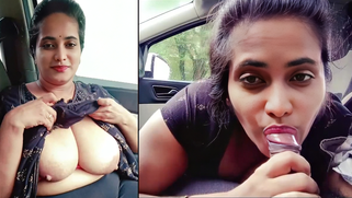 Big-Titted Whore Wife Moans Loud as Lover Fucks Her Rough in Mouth  in Parked Car - Desi MMs