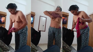 Tamil school teacher changes clothes between classes and gets caught with bare boobs on hidden camera