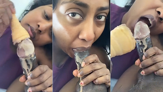 Dripping Wet Indian Slobbers on Fat Cock While Ice Cream Oozes Down Her Tits & Hard-on Dick