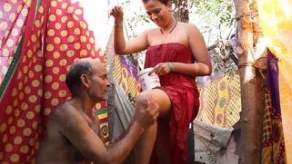 Horny Busty Indian Bhabhi Seduces Old Devar in Steamy Shower, Flaunting Massive Juicy Tits Eagerly