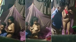 Pervy Neighbor Spies on Naughty Bhabhi Riding Devar Dick Hard Through Shed Hole