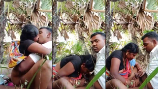 Horny Cheating Desi Aunty Sucks Young Lover's Fat Cock Outdoors on MMS Cam While Hubby Works