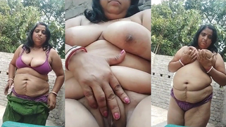 Desi Plump Aunt Strips Bare in Rural Fields, Fingering Her Wet Cunt for BF's Steamy MMS Video