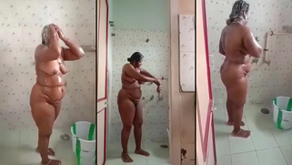 Thick Desi Wife Bathing Sensually, Filmed By Her Excited Hubby Secretly