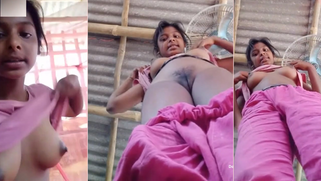 Cute Young Village Girl Showing Her Perky Boobs and Hairy Pussy In MMs cam