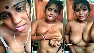 Desi GF Teasing Topless in BF-Shared Selfie Video Clip - Witnessing Her Glorious Milk Tankers!
