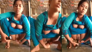 Village Babe Craves Desire, Fucking Herself with Flashlight, Her Pussy Itches for More Pleasure