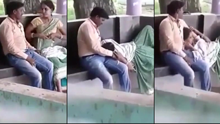 Public Park Bench,  Hot Aunty Slurps Her Young Lover's Fat Dick