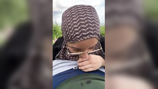 Horny Straight-A Slut In Hijab Moans Like a Total Bitch Sucking Classmate's Cock in Bushes