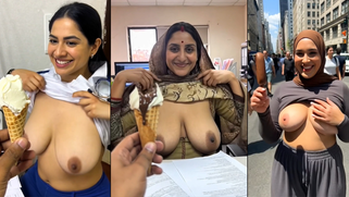 Desi Busty Amateur Babes Peeling Clothes Outside, Teasing with Massive Naked Boobs