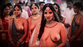 Desi bride pops out fat fuckin' jugs for horny guests, cuck groom boils watchin' her slutty show | XXX Video on AllSex.XXX