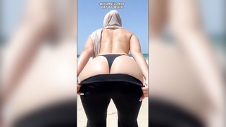 Veiled slut whips out fat jugs & stiff nipples for public beach pervs to ogle | XXX Video on AllSex.XXX