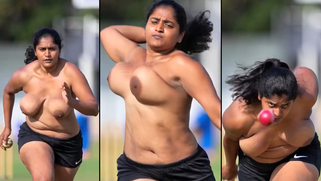 Busty Indian Cricketer Bitch Exposes Giant Tits to Horny Stadium Perverts