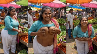 Desi Market Aunty Releases Massive Tits In Bustling Vegetable Market | XXX Video on AllSex.XXX