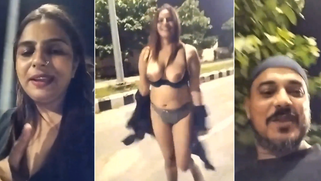 Leak MMs - Horny Pakistani Wife Flashes Her Tits and Fingers Her Pussy in the City Streets