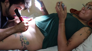 Leaked MMs, Spy Cam Catches Indian Aunty Getting Her Naked Twat Tattooed in Parlor