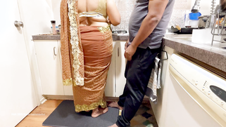 Indian Couple Romance in the Kitchen - Saree Sex - Saree lifted up, Ass Spanked Boobs Press | XXX Video on AllSex.XXX