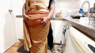Indian Couple Romance in the Kitchen - Saree Sex - Saree lifted up, Ass Spanked Boobs Press | XXX Video on AllSex.XXX