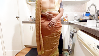 Indian Couple Romance in the Kitchen - Saree Sex - Saree lifted up, Ass Spanked Boobs Press | XXX Video on AllSex.XXX