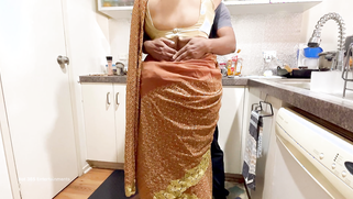 Indian Couple Romance in the Kitchen - Saree Sex - Saree lifted up, Ass Spanked Boobs Press | XXX Video on AllSex.XXX