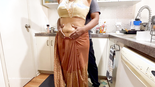 Indian Couple Romance in the Kitchen - Saree Sex - Saree lifted up, Ass Spanked Boobs Press | XXX Video on AllSex.XXX