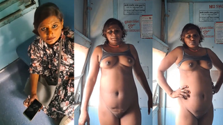Slave Auntie Stripped Bare In Cramped Train Toilet By Her Kinky Lover-Master