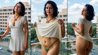 Naughty Desi Wife Flashes Her Wet Pussy On 5-Star Balcony To Tease Her Lover
