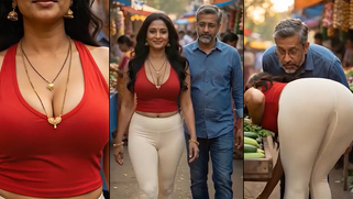 Bratty Rich Bhabhi Flaunts Her Juicy Booty In See-Thru Leggings At The Market To Tempt Bodyguard
