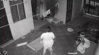 Punjabi Bhabhi Butt-Naked Washing Her Curves Midnight Snagged on CCTV Cam