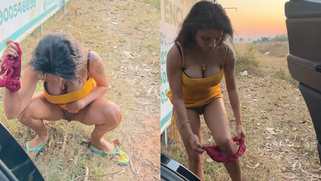 Nasty Village MILF Auntie Squats to Piss, Films Her Wet Pussy for Stunned Nephew