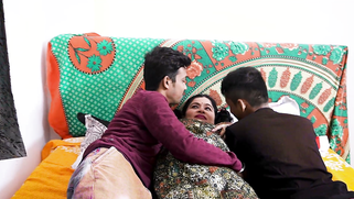 Naughty Desi Bitch Rims Buddy's Butt Sucks Fat Cock Then Hubby Finger Fucks Her Slit, 3Way