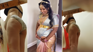 Pregnant dusky Desi wife gets horny and pees in the bathroom cam - CCTV Leaked