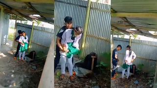 Bengali college GF gets fucked standing at abandoned site, voyeur cam catches all