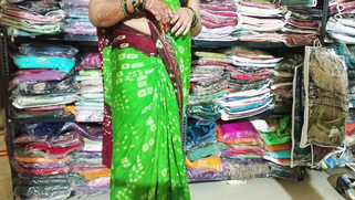 Desi shopkeeper pounds bhabhi's pussy for a new sari while hubby waits clueless back home