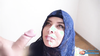 Arab seductive in blue hijab fucked till cum of pretty face | XXX Video on AllSex.XXX