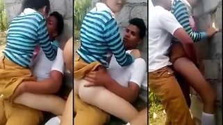 Desi students outdoor group XXX sex act in an open place