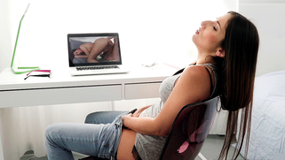 Cute stepsister Clea Gaultier gets caught by stepbrother while masturbating