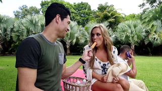 Slutty stepmom Tucker Pierce flirts with stepson when hubby doesn't see